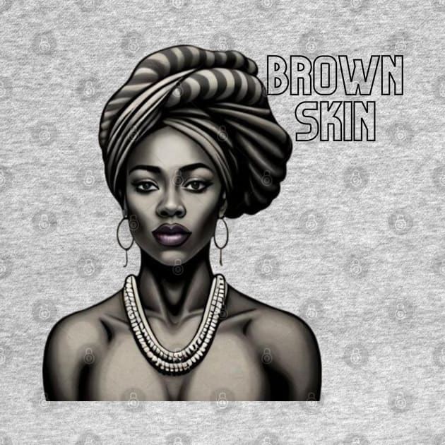 Brown Skin B&W Head Wrap Beauty by Brown Skin Garms By Urmajes-Tees 